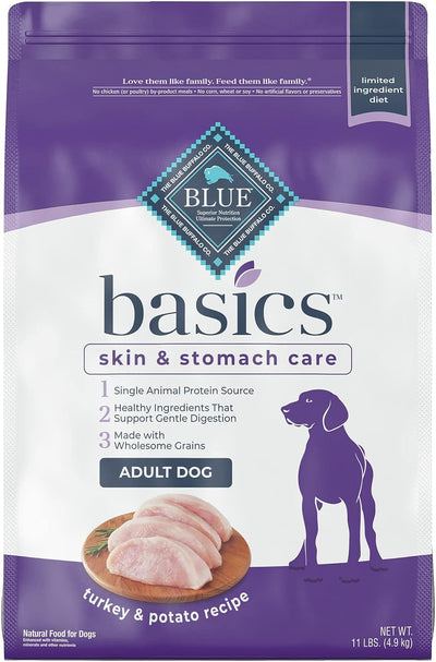 Blue Buffalo Basics Grain-Free Skin & Stomach Care, Turkey & Potato Recipe , Dry Dog Food