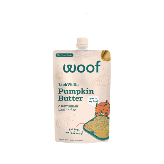 Woof Dog Pumpkin Butter Lickwells, Dog Treat, 12-oz Pouch