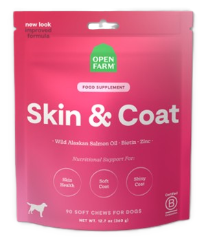 Open Farm Skin & Coat Food Supplement Chews For Dogs, 90-Count, 12.7-oz Pouch