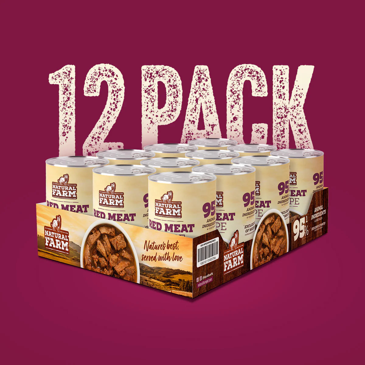 Natural Farm Red Meat Recipe, Wet Dog Food, 12.8-oz, Case of 12