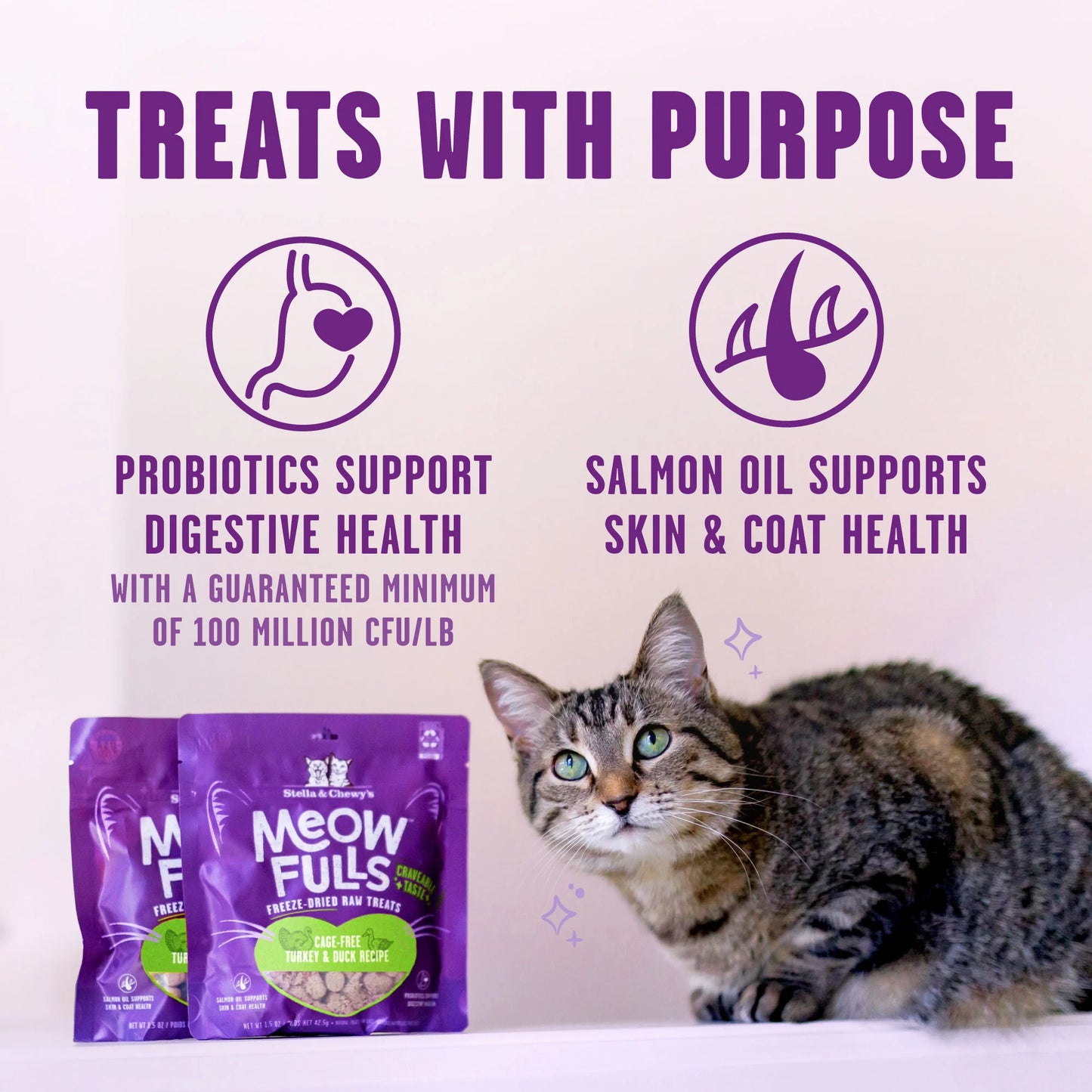 Stella & Chewy's Meowfuls Turkey & Duck Cat Treats, 1.5-oz Bag
