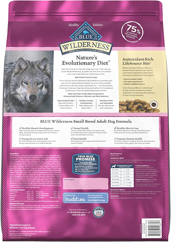 Blue Buffalo Wilderness Small Breed Chicken With Wholesome Grains Recipe, Dry Dog Food