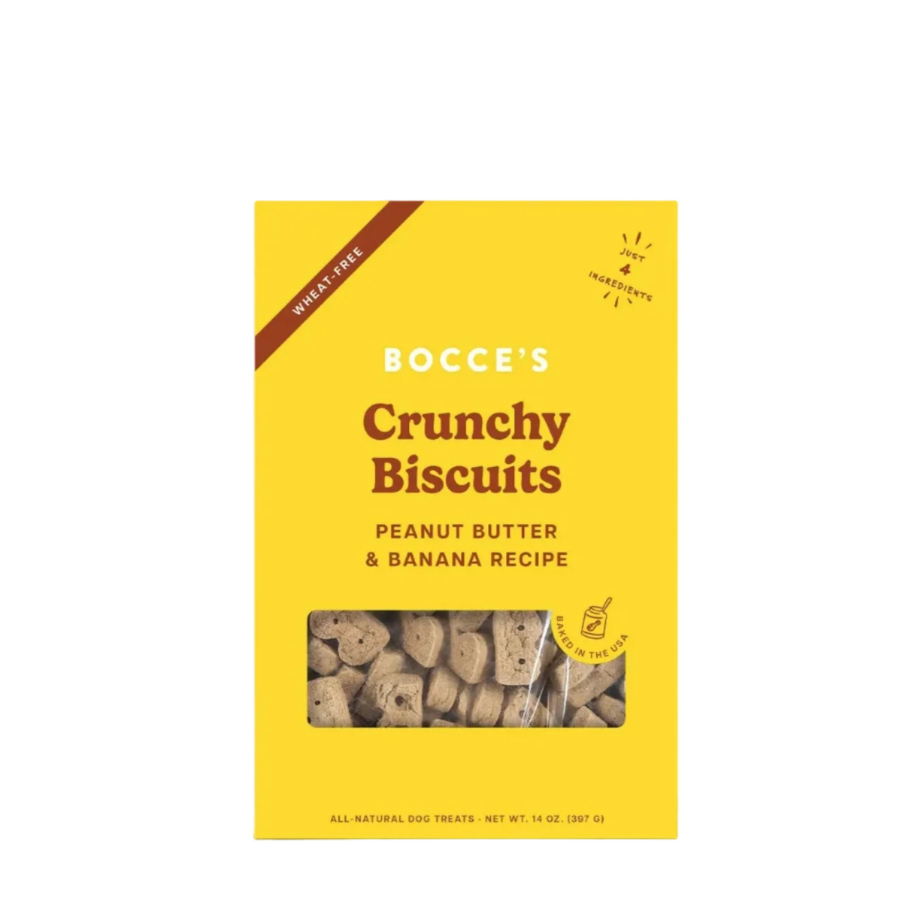 Bocce's Bakery PB & Banana Biscuits, Biscuit Dog Treats, 14-oz Bag