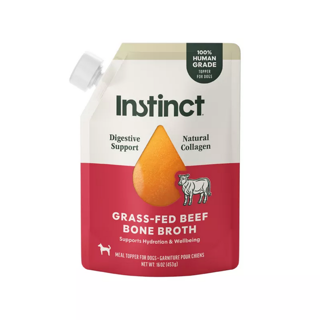 Instinct Grass-Fed Beef Bone Broth For Dogs Meal Topper, 16-oz Pouch