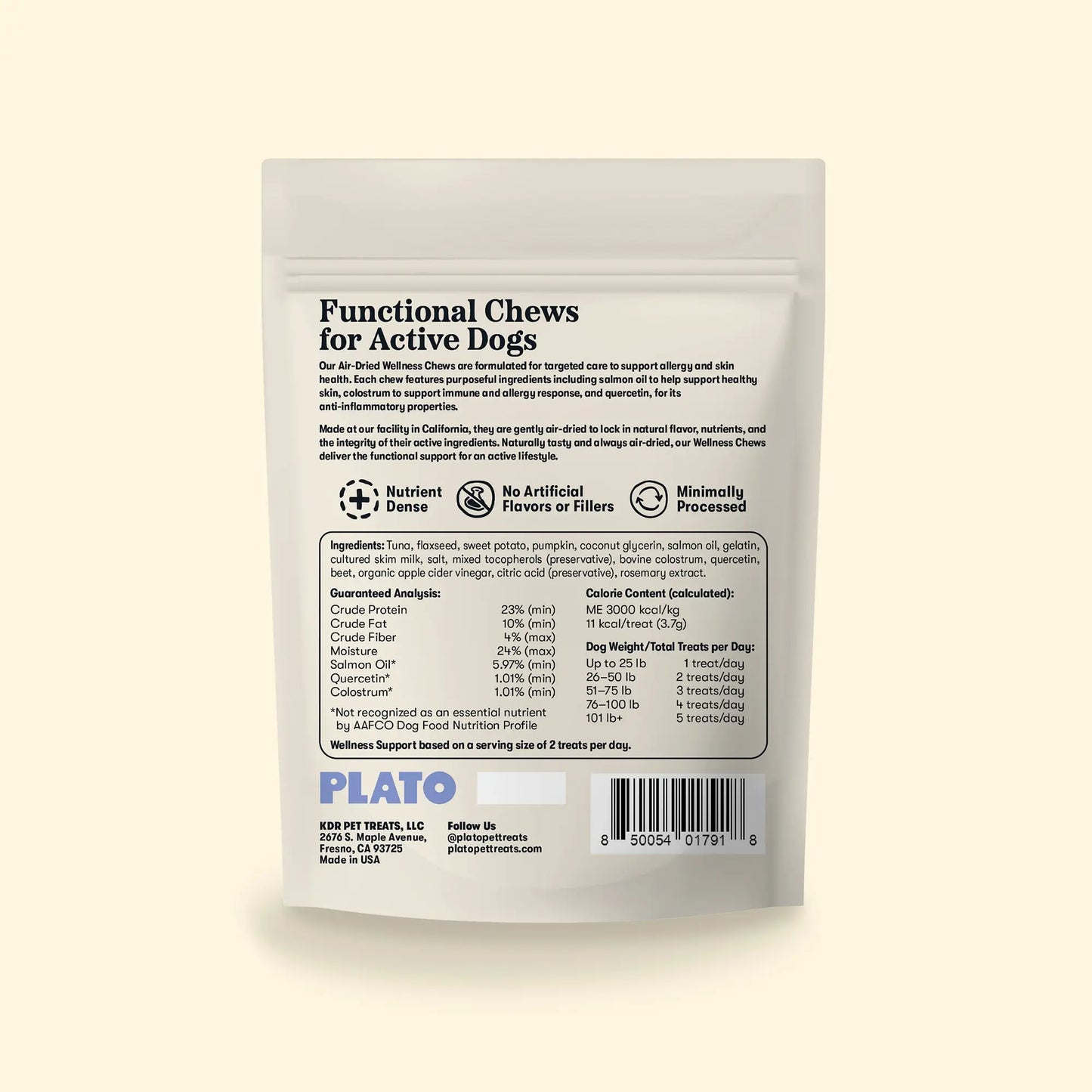 Plato Wellness Chews Skin & Allergy, Dog Treats