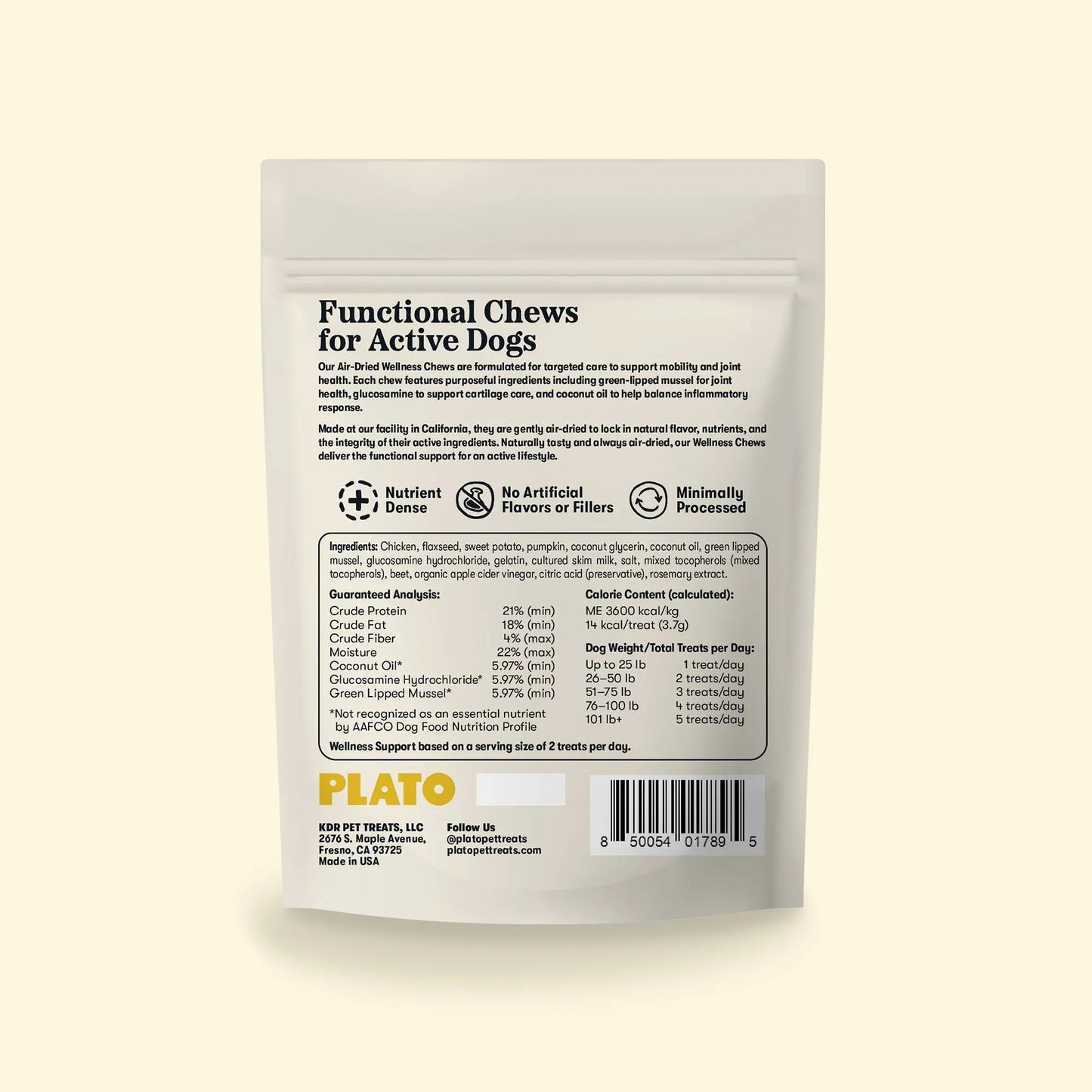 Plato Wellness Chews Mobility & Anti-Inflammatory, Dog Treats