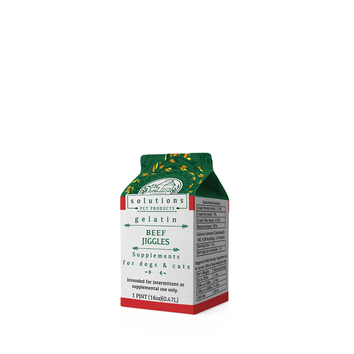 Solutions Pet Products Fermented Beef Gelatin Broth Beef Jiggles, Frozen Bone Broth