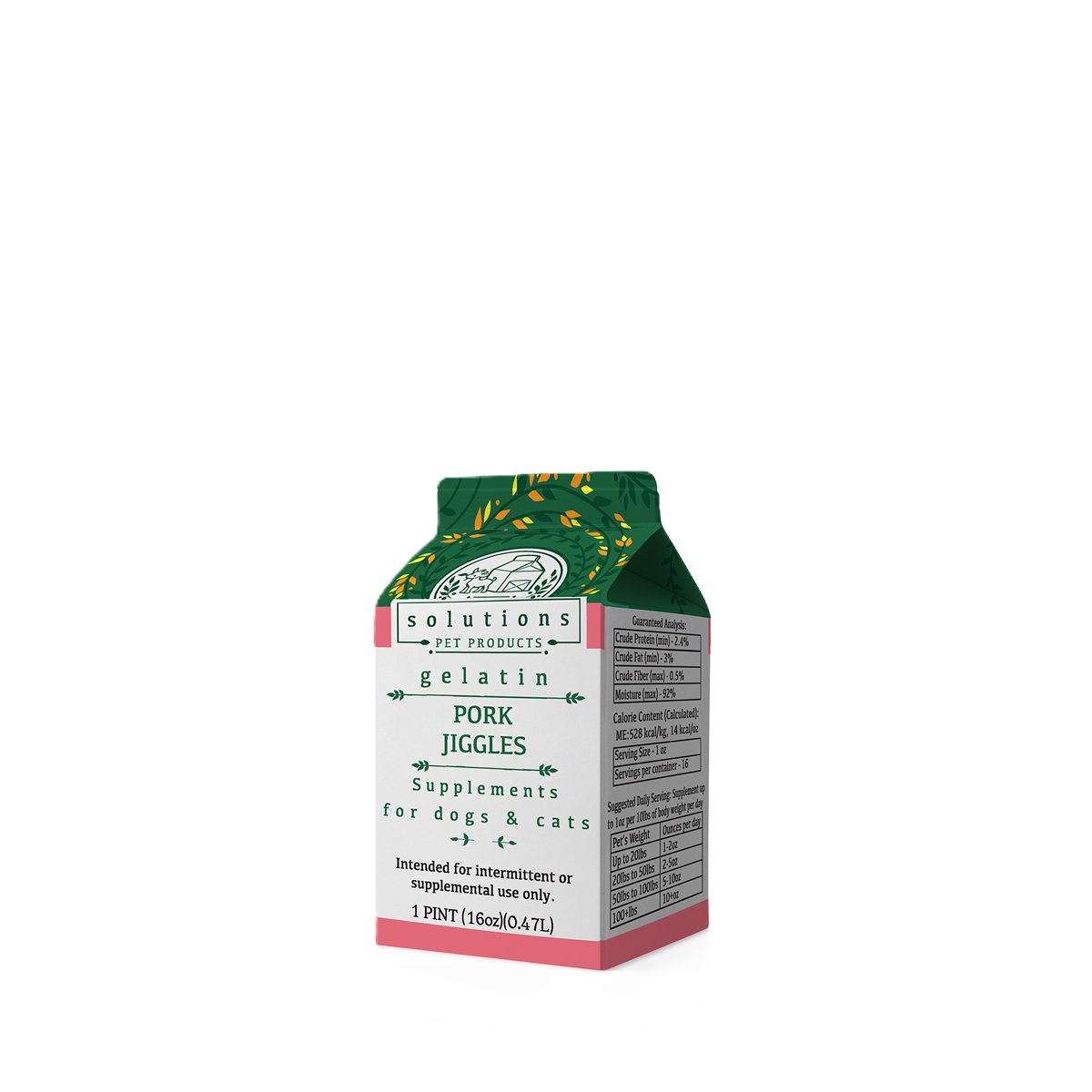 Solutions Pet Products Fermented Pork Gelatin Broth Pork Jiggles, Frozen Bone Broth