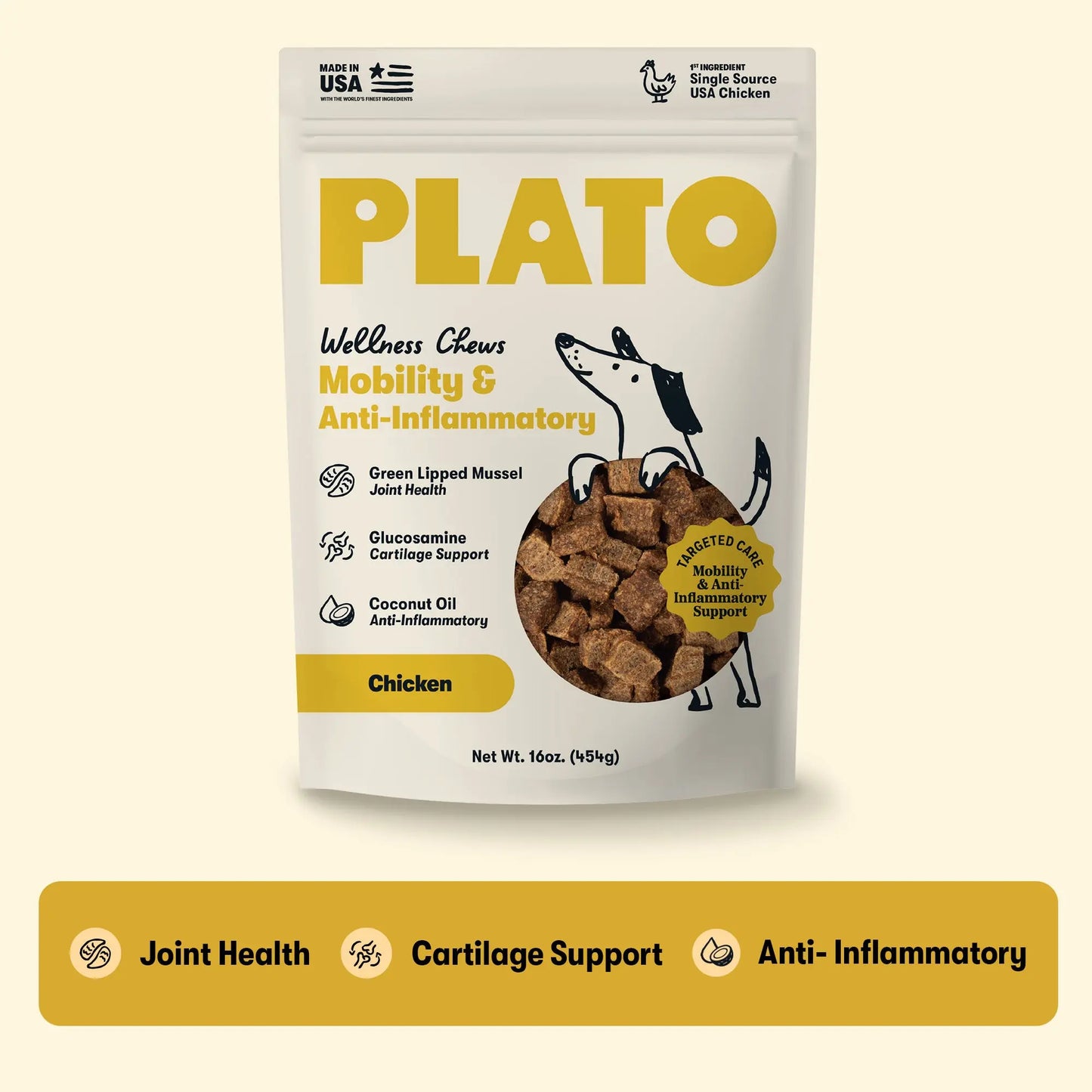 Plato Wellness Chews Mobility & Anti-Inflammatory, Dog Treats