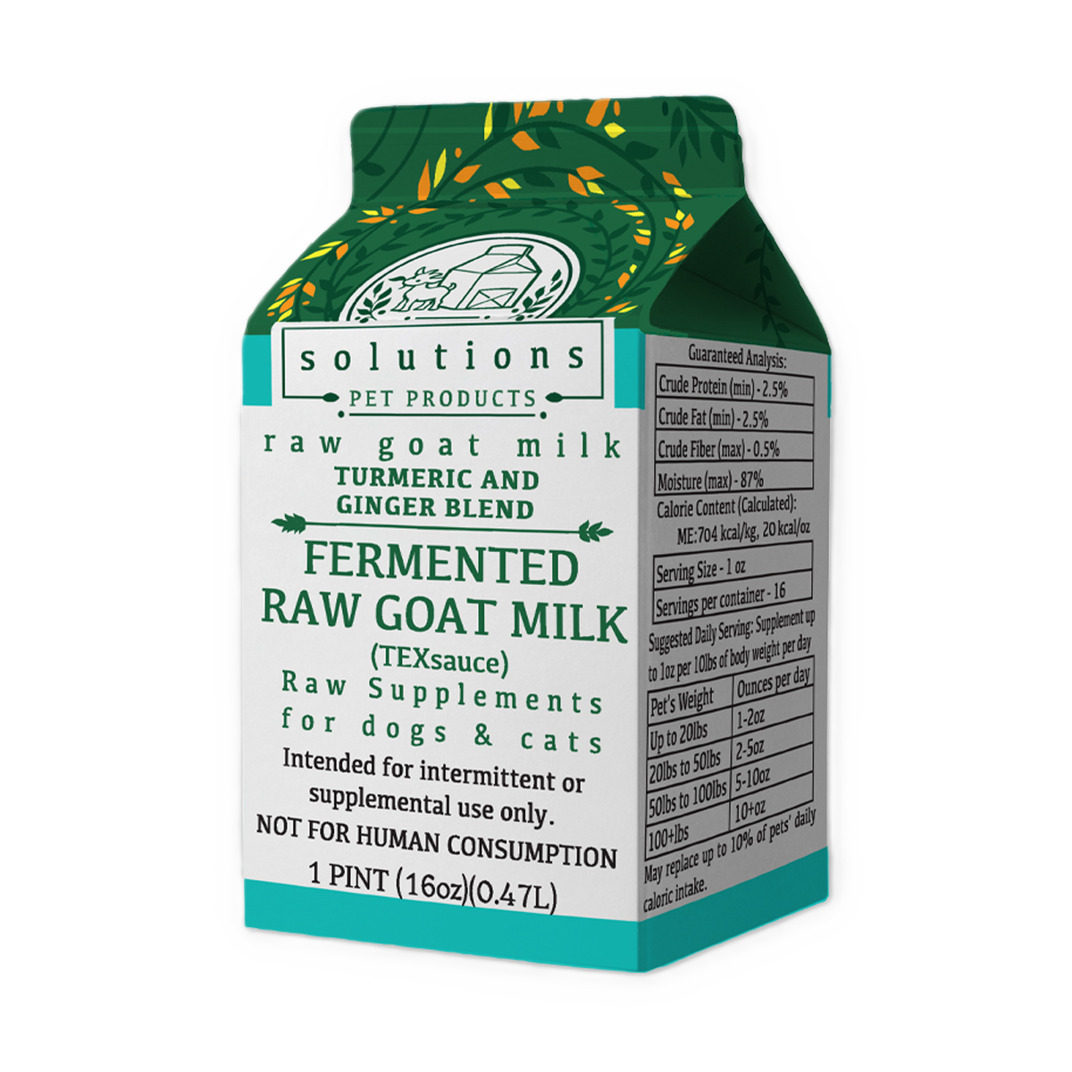 Solutions Pet Products Fermented Raw Goat Milk, Frozen Raw Supplement