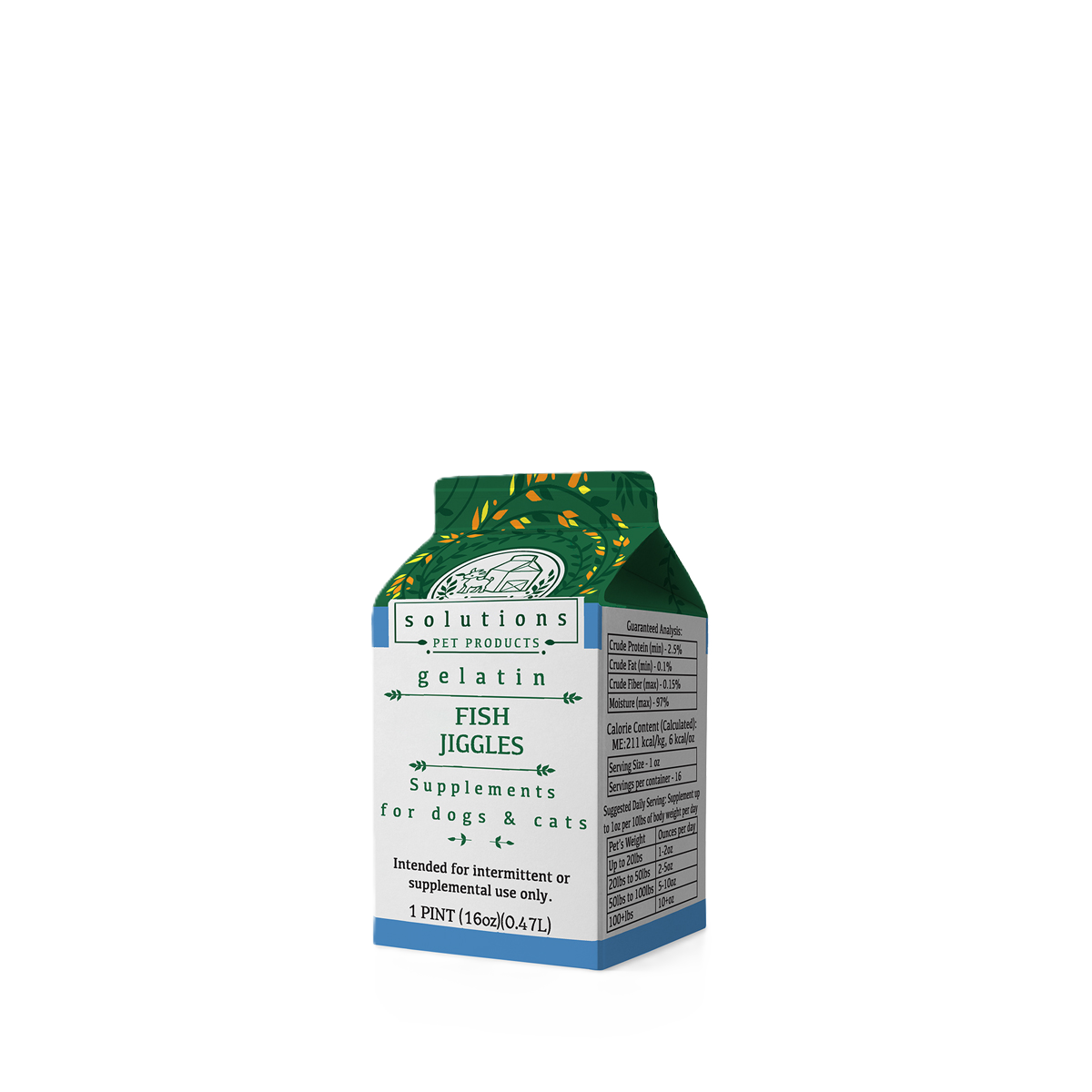 Solutions Pet Products Fermented Fish Gelatin Broth Fish Jiggles, Frozen Bone Broth