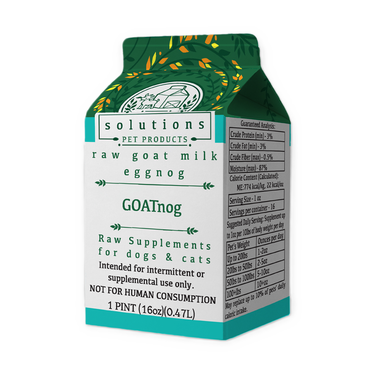 Solutions Pet Products GOATnog, Frozen Raw Goat Milk Supplement