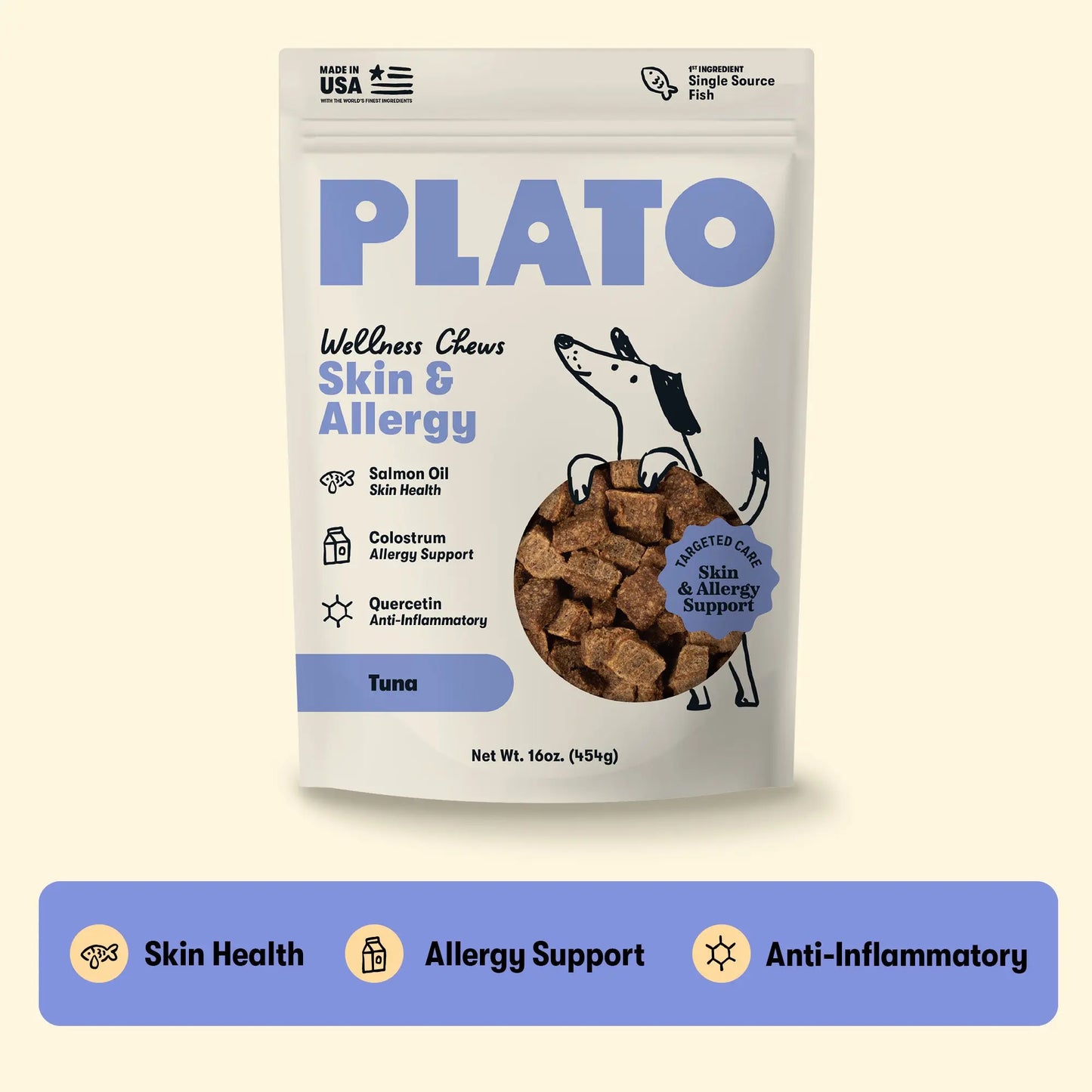 Plato Wellness Chews Skin & Allergy, Dog Treats