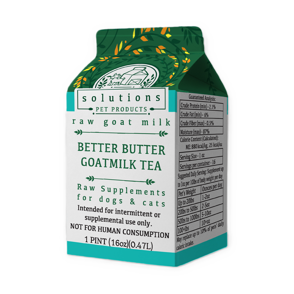 Solutions Pet Products Better Butter Tea, Frozen Raw Goat Milk