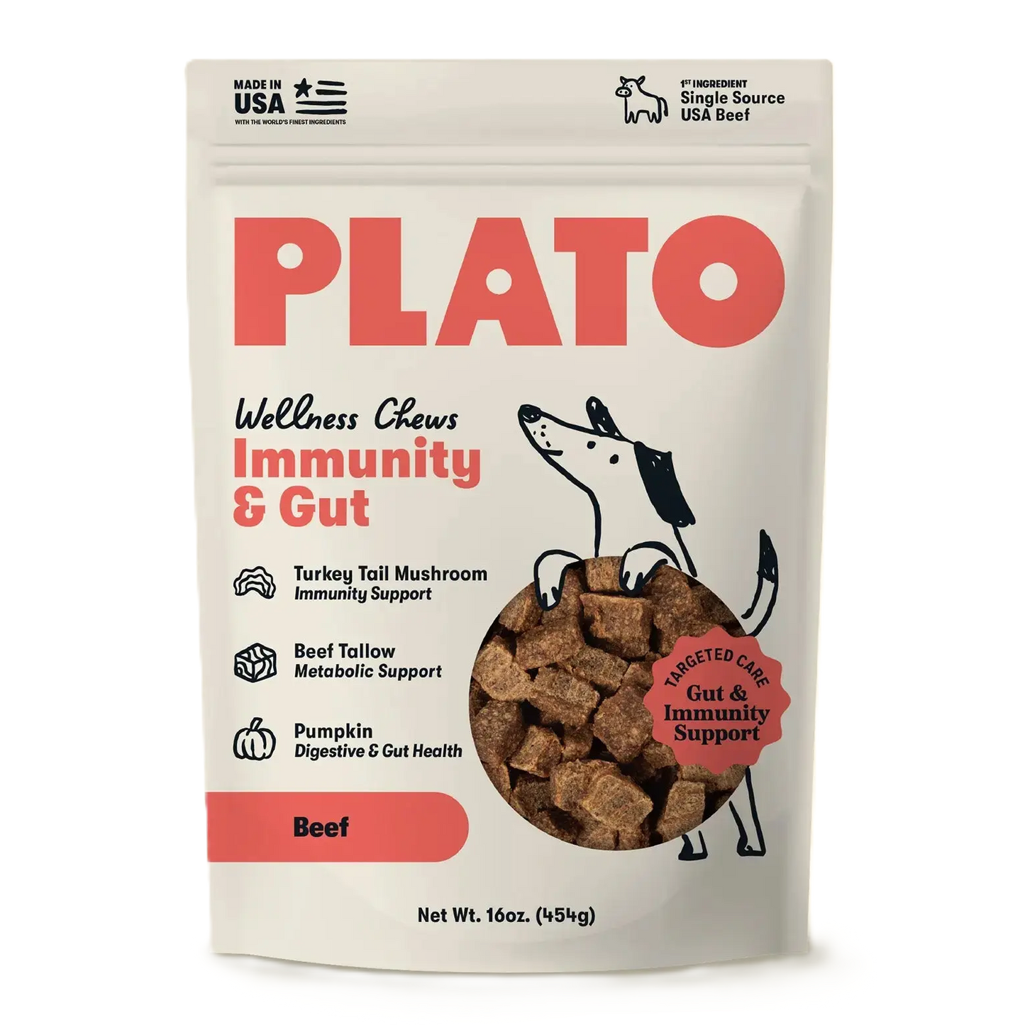 Plato Wellness Chews Immunity & Gut, Dog Treats