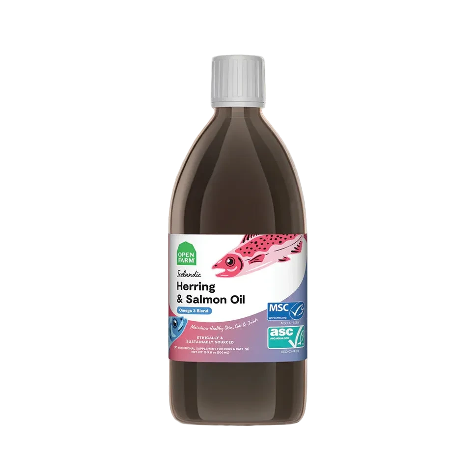 Open Farm, Icelandic Herring & Salmon Oil For Dogs and Cats, Food Topper, 16.9-oz Bottle