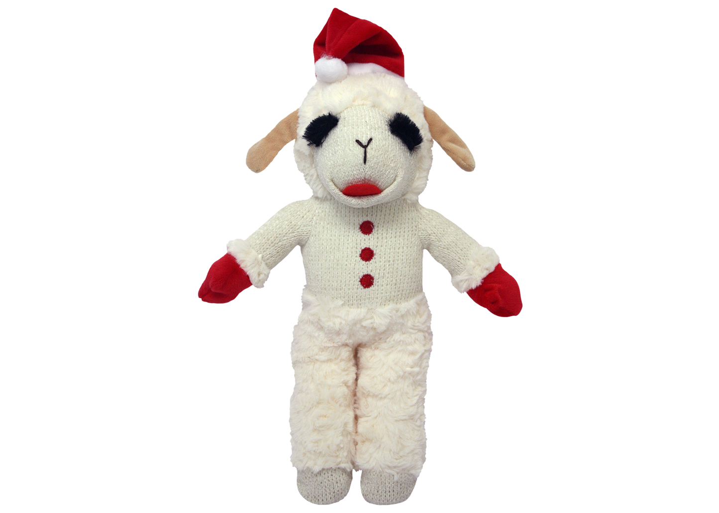 Multipet Holiday Standing Lamb Chop With Santa Hat Plush Dog Toy