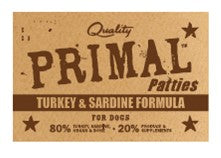 Primal Frozen Raw Turkey & Sardine Dog Food, Patties