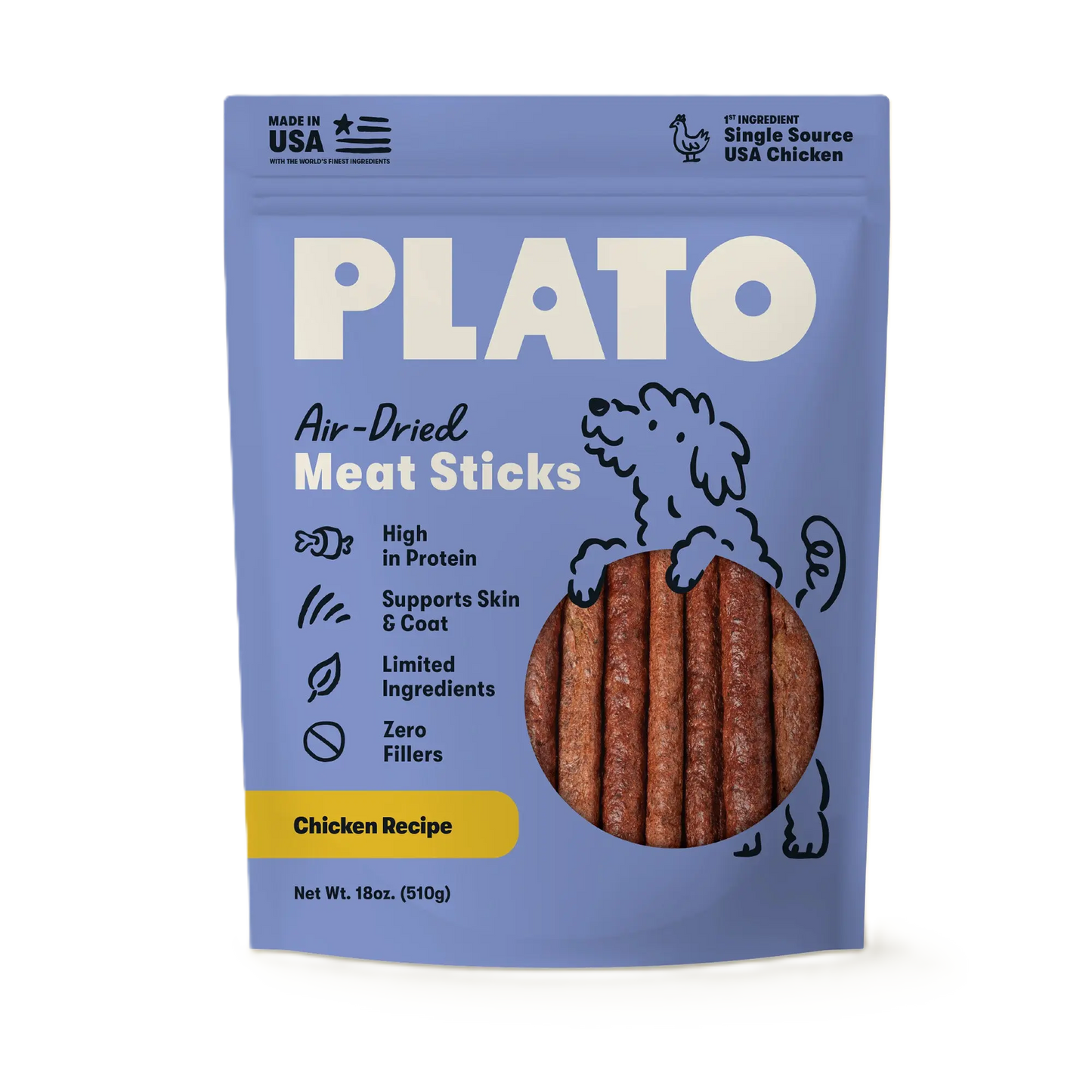 Plato Thinkers Meat Stick Dog Treats, Chicken Recipe