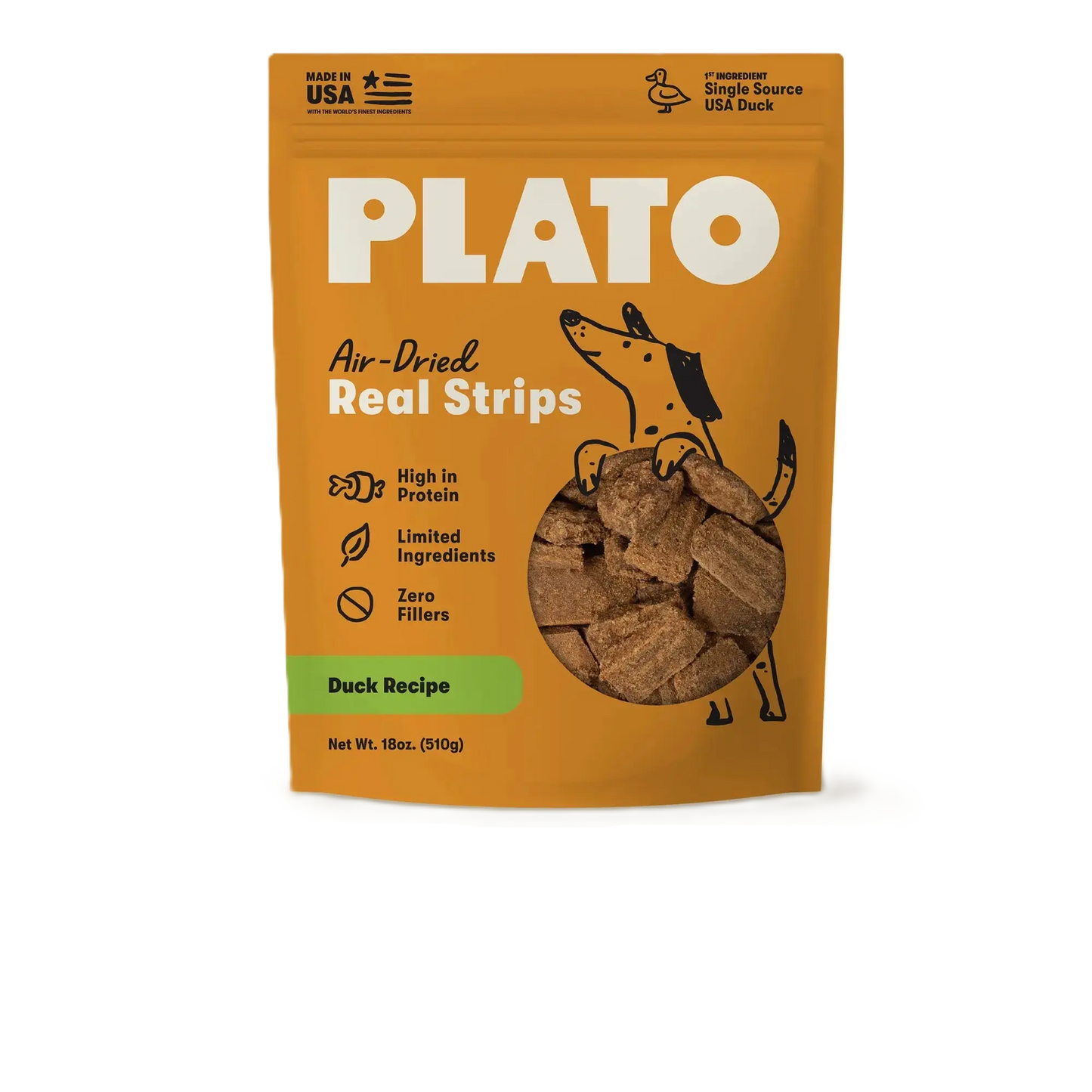 Plato Real Strips Meat Bar Dog Treats, Duck Recipe