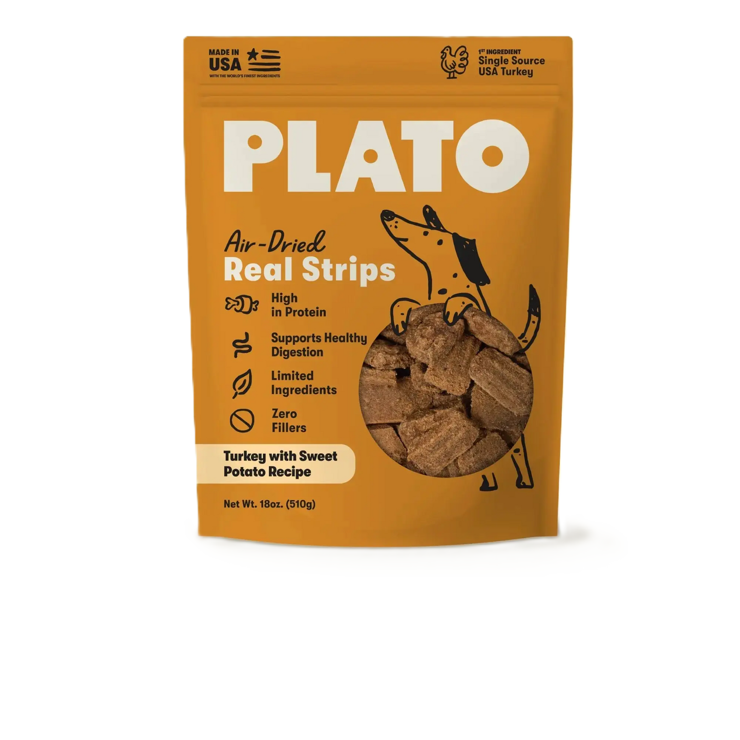 Plato Real Strips Grain Free Meat Bar Dog Treats, Turkey And Sweet Potato Recipe