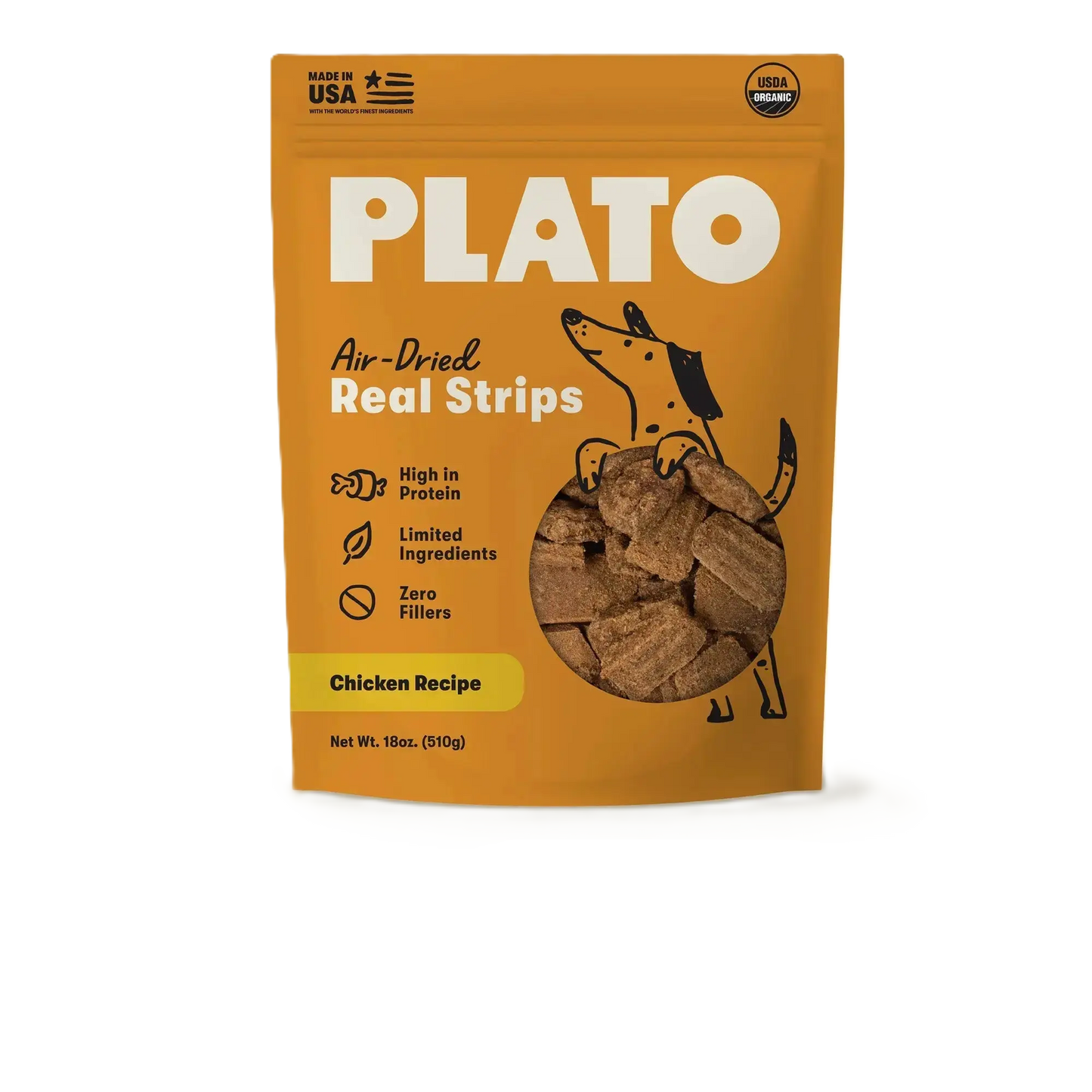 Plato Real Strips Meat Bar Dog Treats, Chicken Recipe