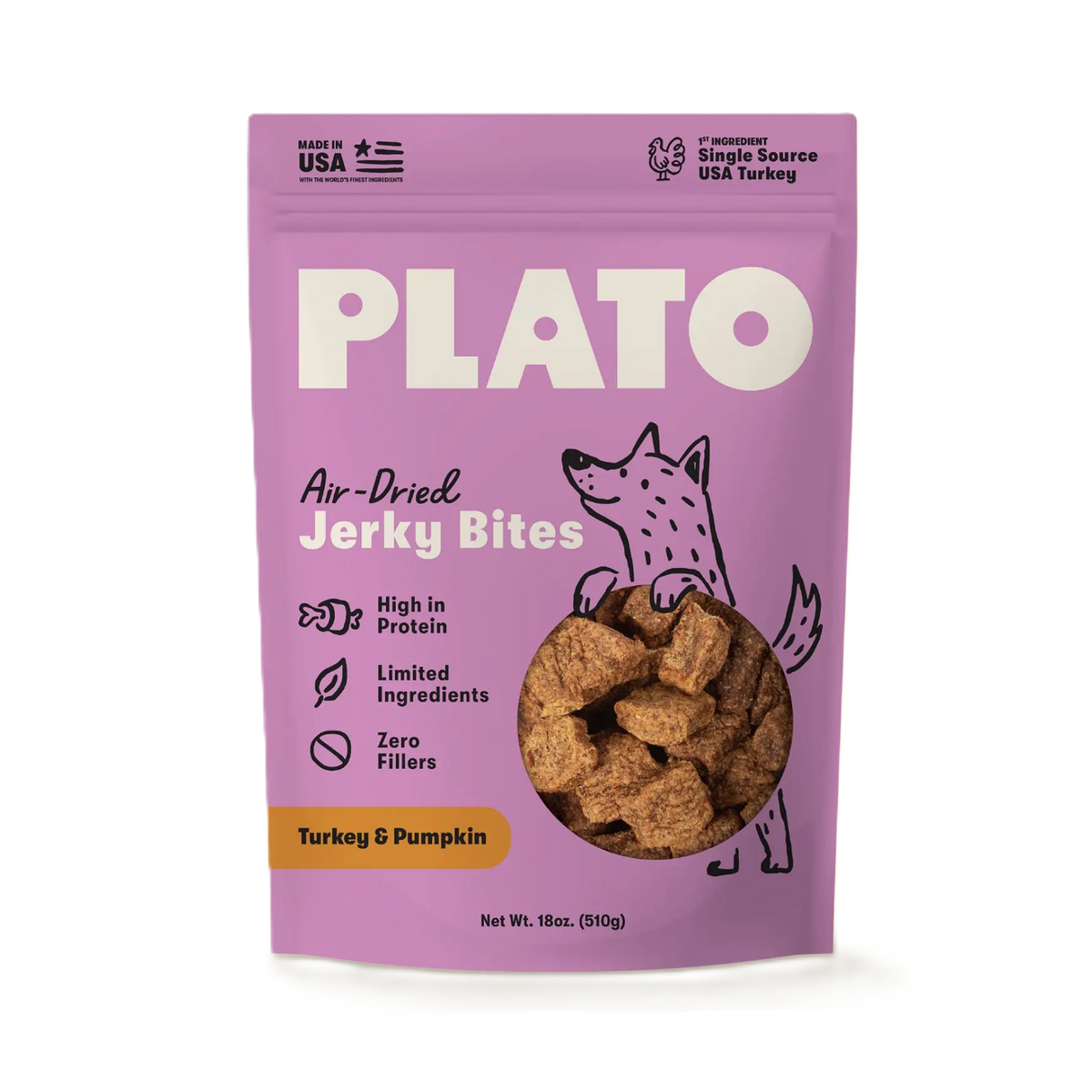 Plato Jerky Bites Turkey with Pumpkin, Dog Treat