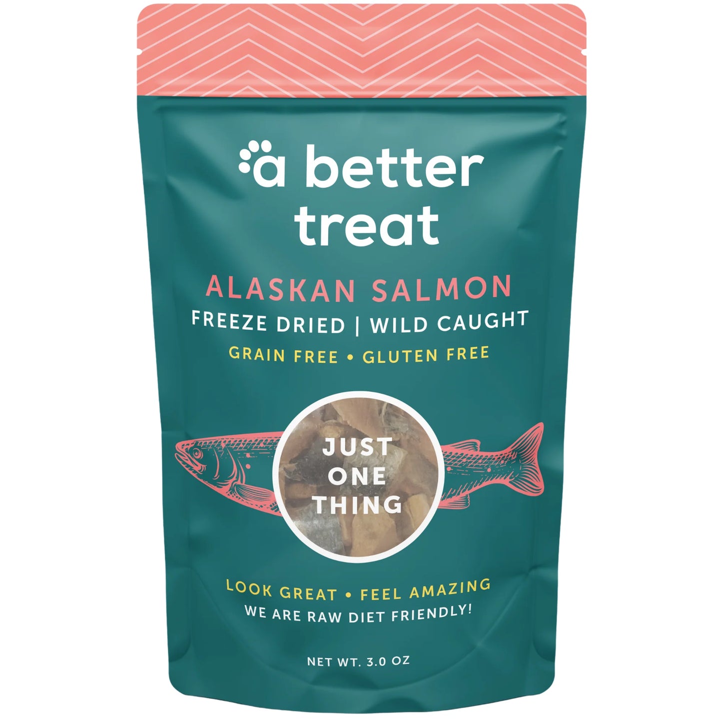 A Better Treat Freeze Dried Raw Wild Caught Salmon Dog and Cat Treats, 3-oz Bag