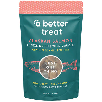 A Better Treat Freeze Dried Raw Wild Caught Salmon Dog and Cat Treats, 3-oz Bag