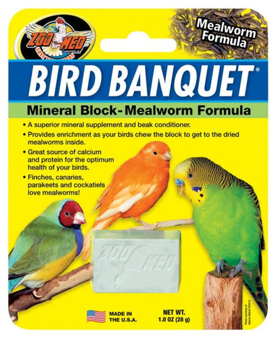 Zoo Med Bird Banquet® Mealworm Formula Mineral Block 1-oz, Bird Treat