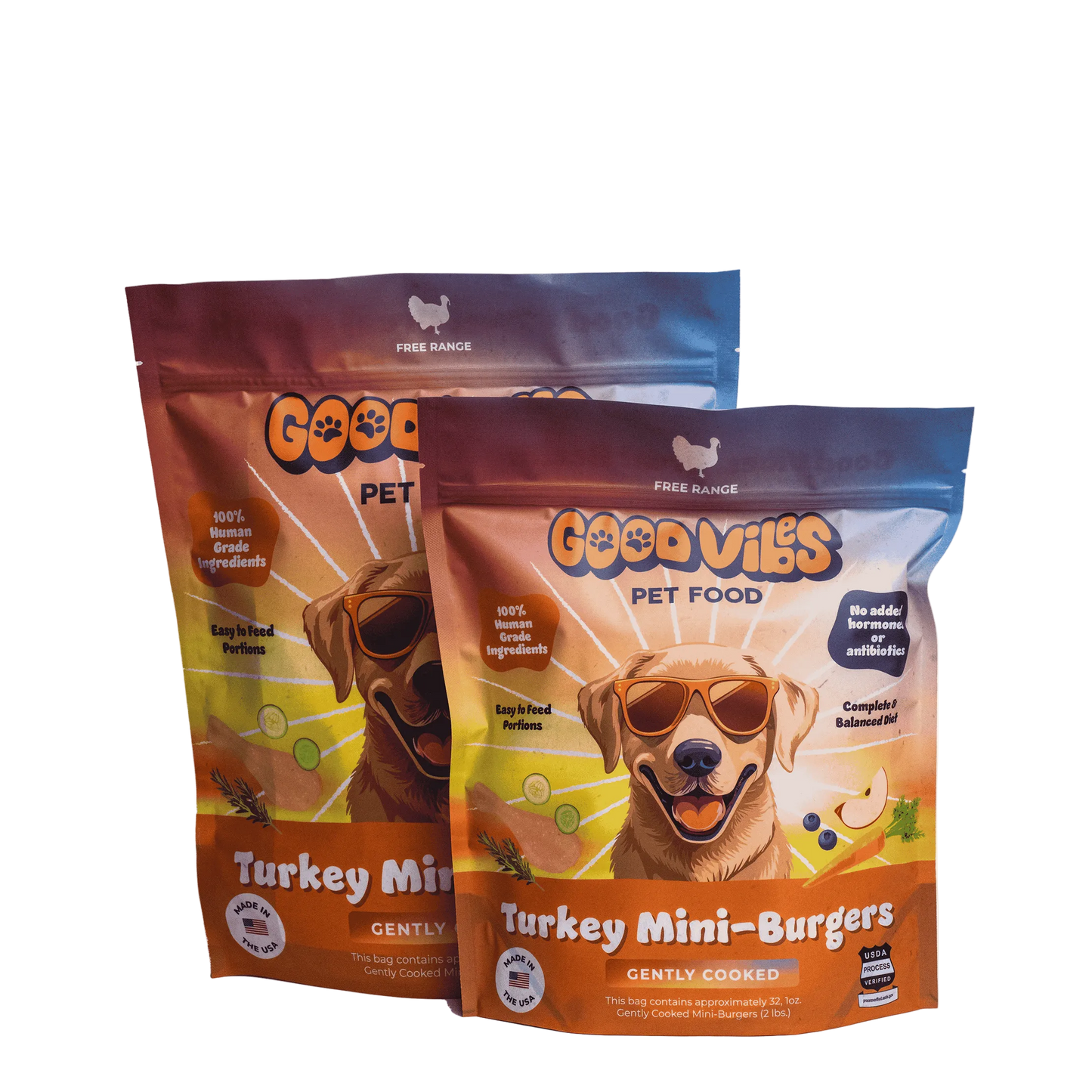 Good Vibes Gently Cooked Turkey Mini-Burgers, Frozen Dog Food