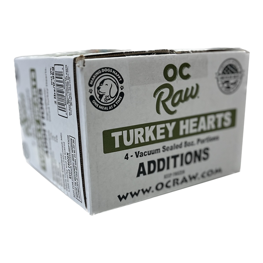 OC Raw Dog Turkey Hearts Additions, Frozen Raw Dog Supplement, 2-lb Box