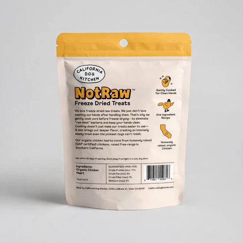 California Dog Kitchen Not Raw Organic Chicken Heart, Freeze Dried Treats, 2-oz Bag