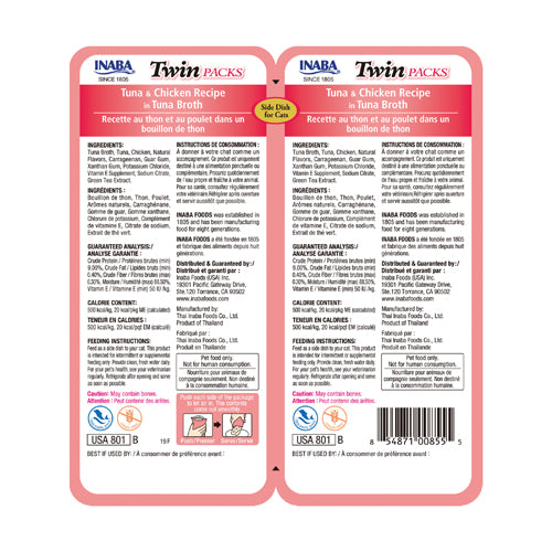 Inaba Twin Packs Tuna & Chicken Recipe in Tuna Broth, Wet Cat Food, 2.08-oz Case of 6