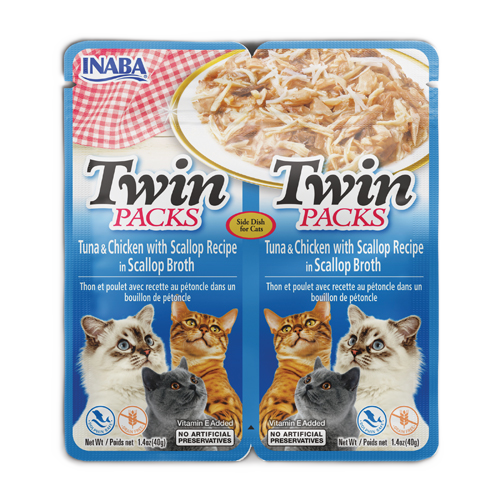 Inaba Twin Packs Tuna & Chicken with Scallop Recipe in Scallop Broth, Wet Cat Food, 2.08-oz Case of 6