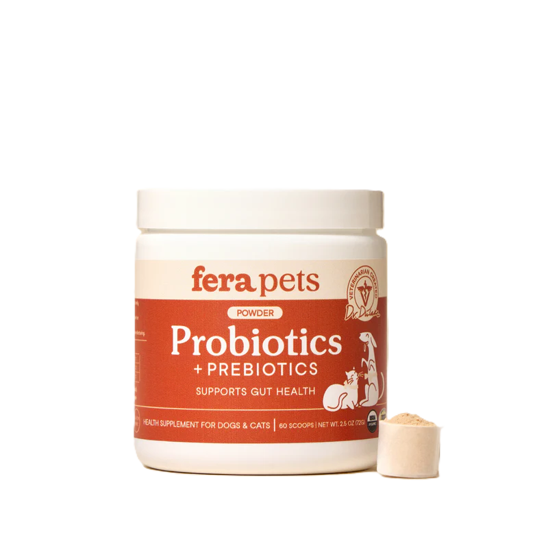 Fera Pets USDA Organic Probiotics with Prebiotics For Dogs and Cats, Pet Supplement, 2.5-oz