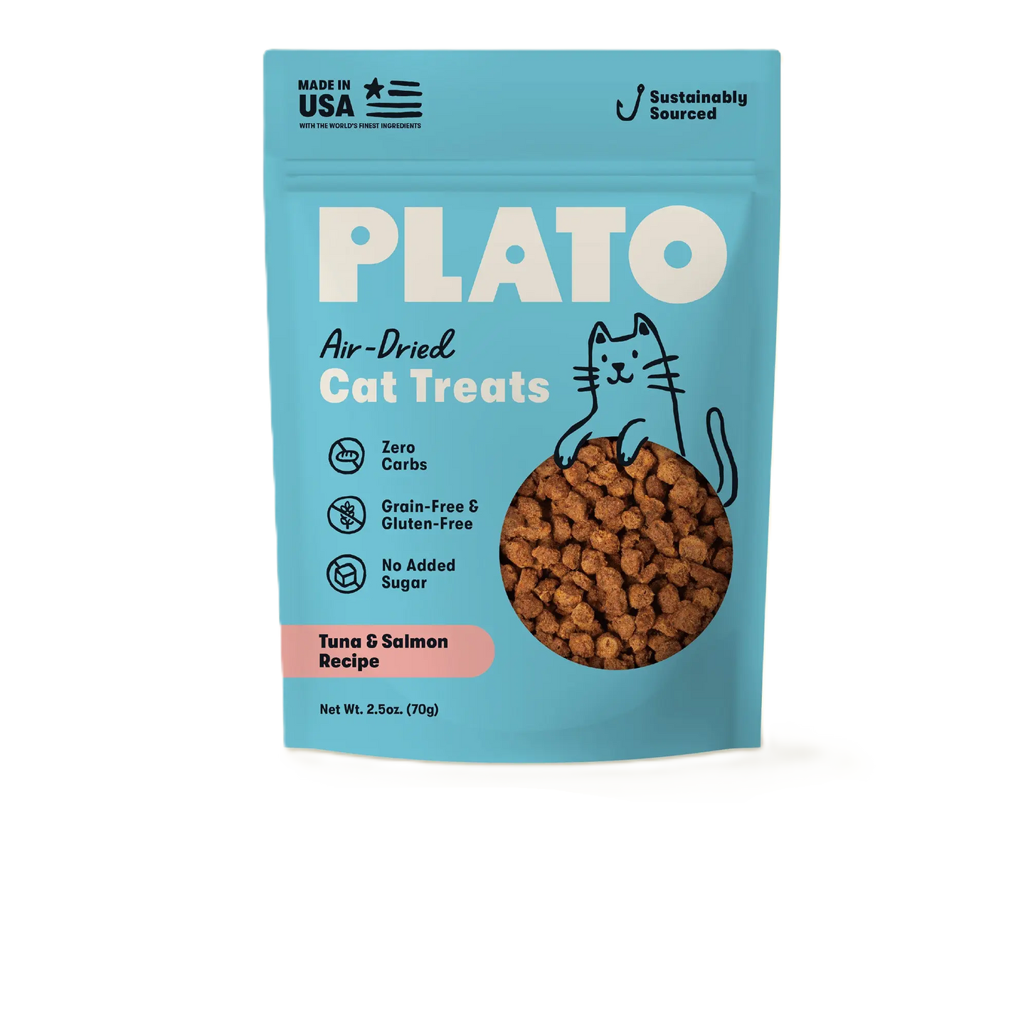Plato Air-Dried Tuna & Salmon, Cat Treat, 2.5-oz Bag