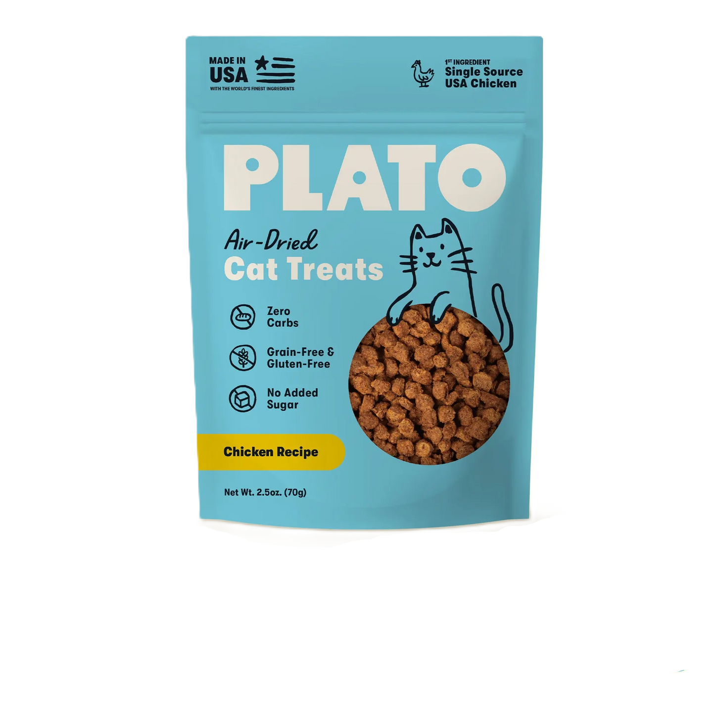 Plato Air-Dried Chicken, Cat Treat, 2.5-oz Bag