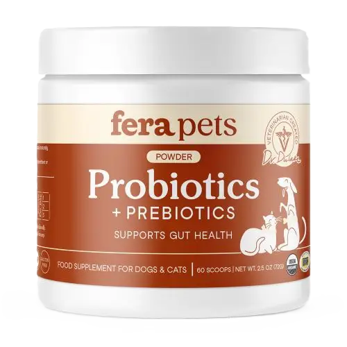 Fera Pets USDA Organic Probiotics with Prebiotics For Dogs and Cats, Pet Supplement, 2.5-oz