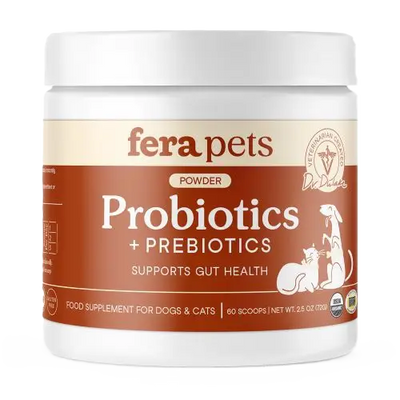 Fera Pets USDA Organic Probiotics with Prebiotics For Dogs and Cats, Pet Supplement, 2.5-oz