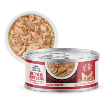 Natural Balance Ultra Protein Salmon & Chicken Recipe in Broth, Wet Cat Food, 2.8-oz Case of 12