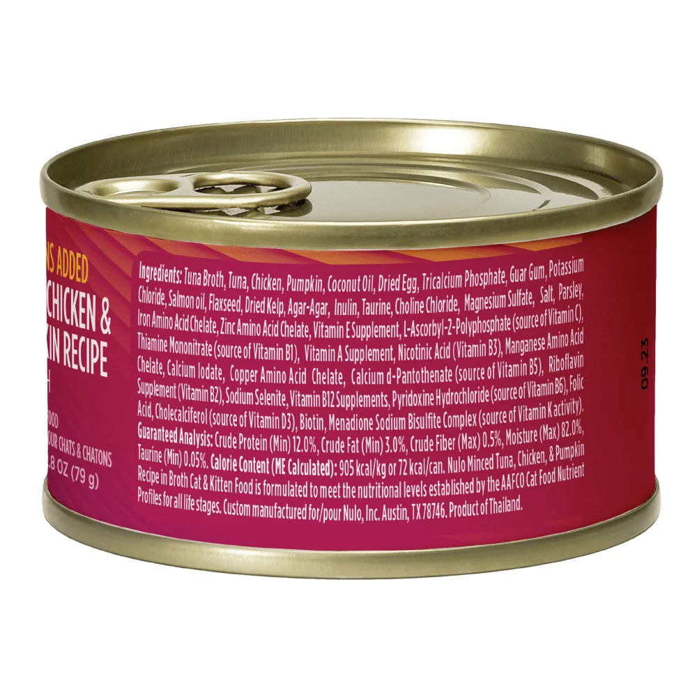 Nulo Minced with Whole Proteins Tuna, Chicken & Pumpkin Recipe, Wet Cat Food, 2.8-oz Case Of 12
