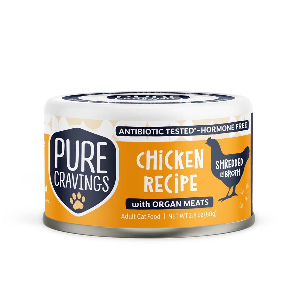 Pure Cravings Chicken Recipe Shredded in Broth, Wet Cat Food, 3-oz Case of 12