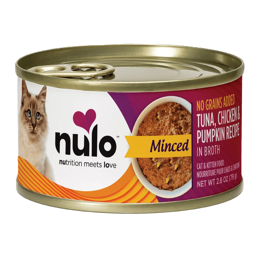 Nulo Minced with Whole Proteins Tuna, Chicken & Pumpkin Recipe, Wet Cat Food, 2.8-oz Case Of 12
