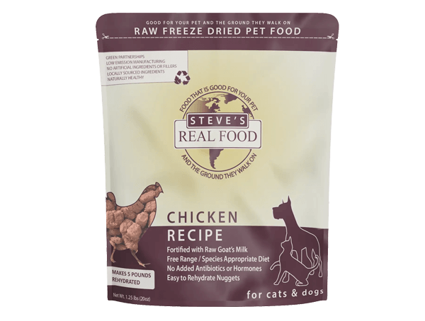 Steve's Real Food Freeze-Dried Chicken Recipe Dog Food, 20-oz Bag