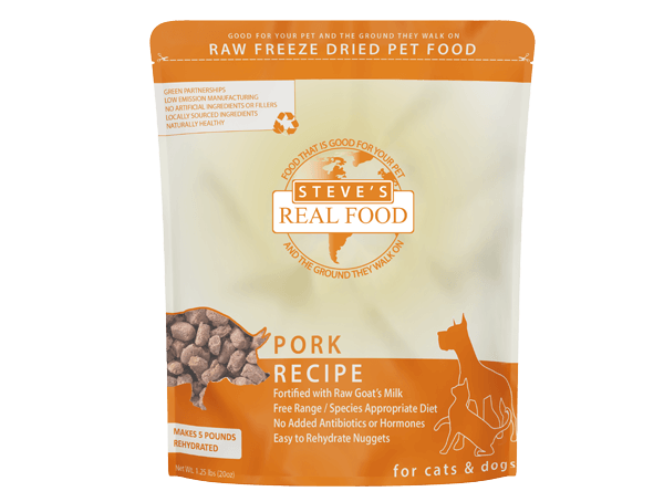 Steve's Real Food Freeze-Dried Pork Recipe Dog Food, 20-oz Bag