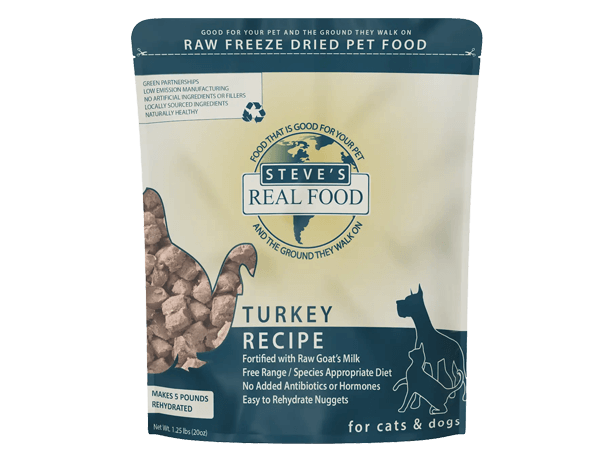 Steve's Real Food Freeze-Dried Turkey Recipe Dog Food, 20-oz Bag