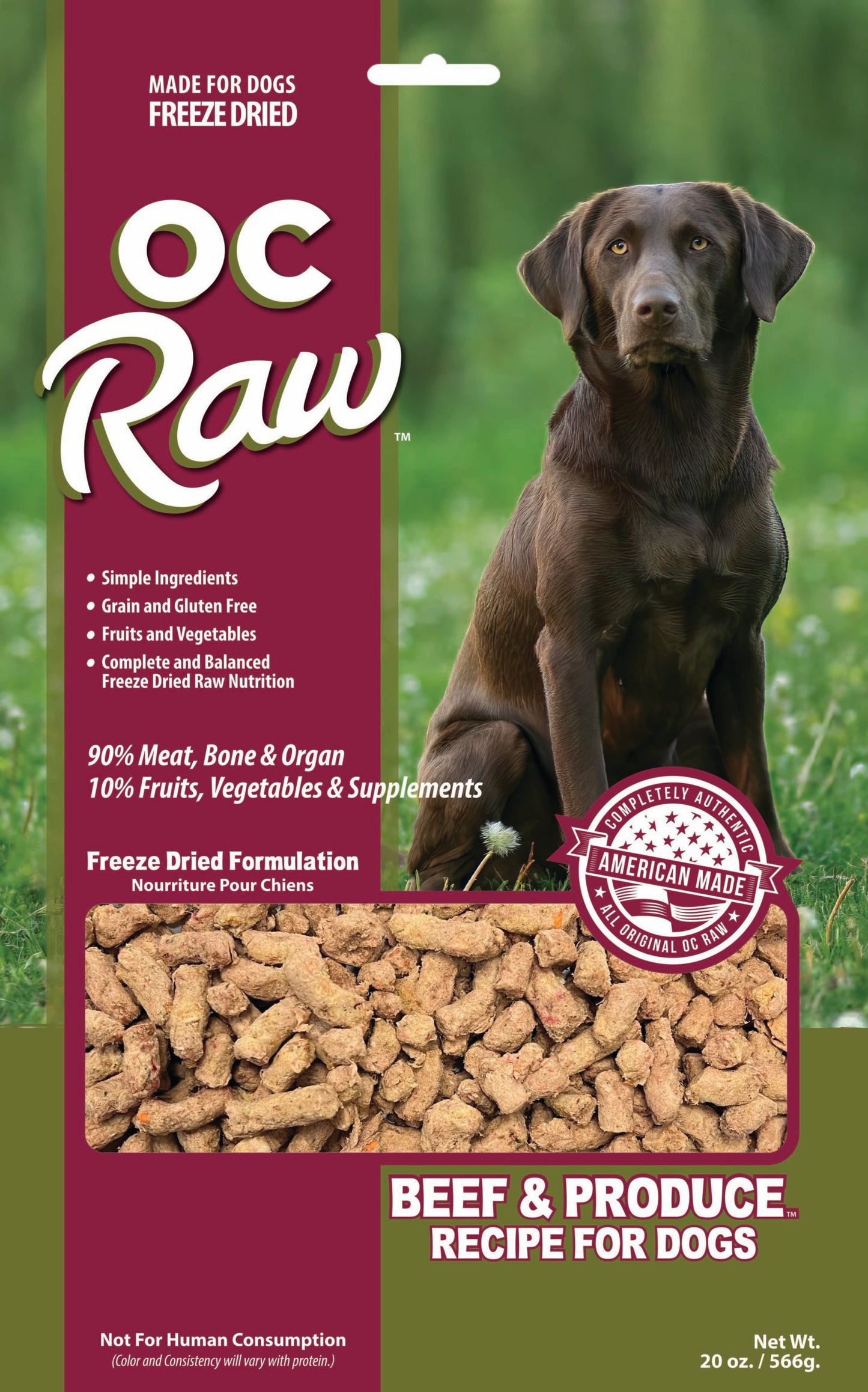OC Raw Beef and Produce, Freeze-Dried Raw Dog Food
