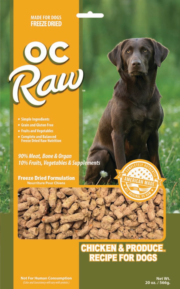 OC Raw Chicken and Produce, Freeze-Dried Raw Dog Food