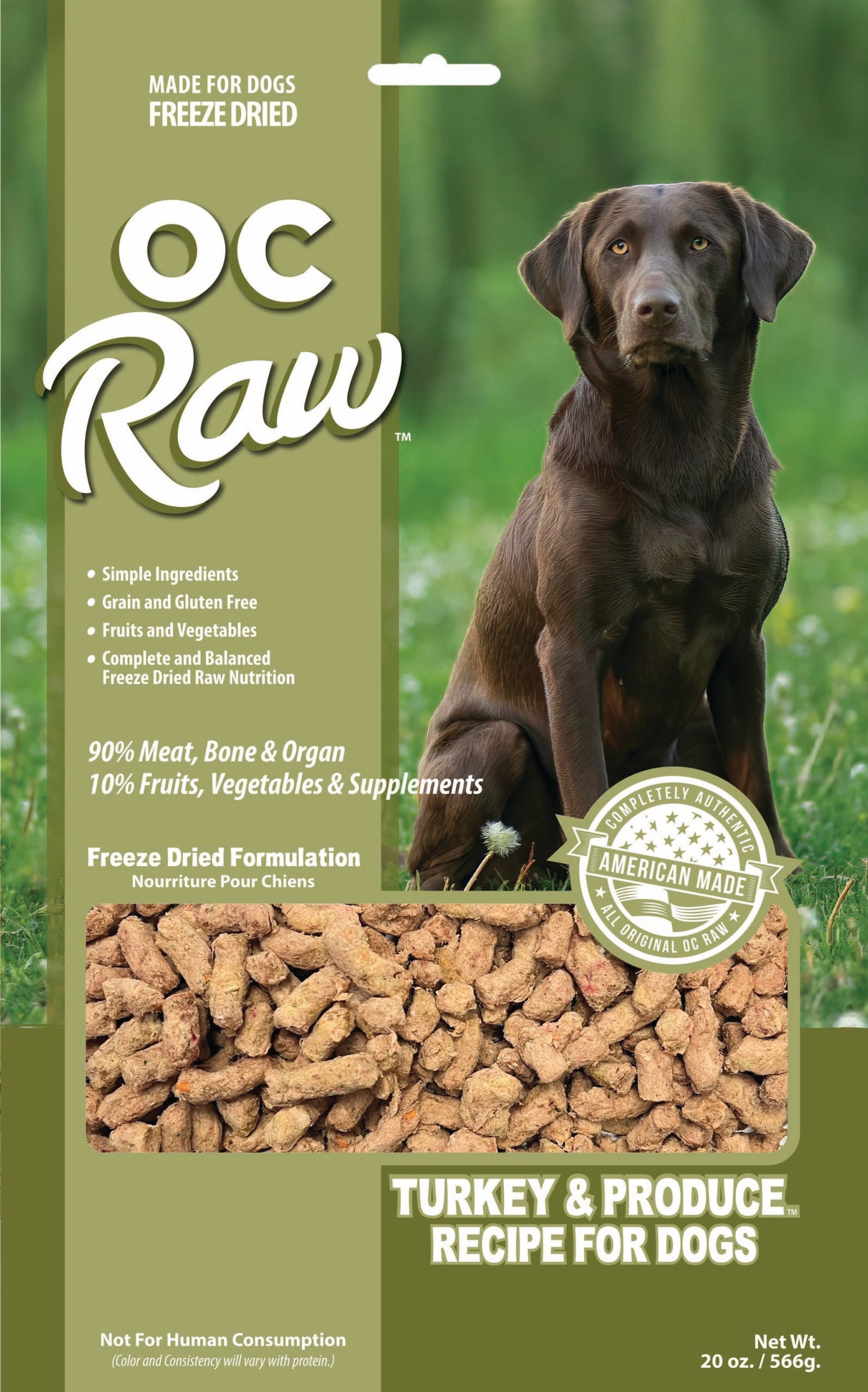 OC Raw Turkey and Produce, Freeze-Dried Raw Dog Food